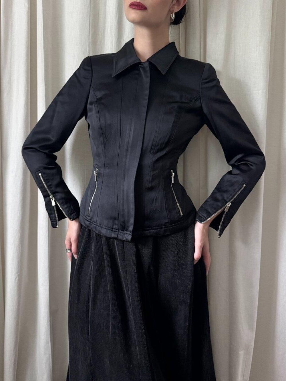 Carmen Marc Valvo Black Structured Jacket Women's Size 2